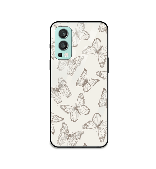 White Butterflies - Glass Case For OnePlus Models
