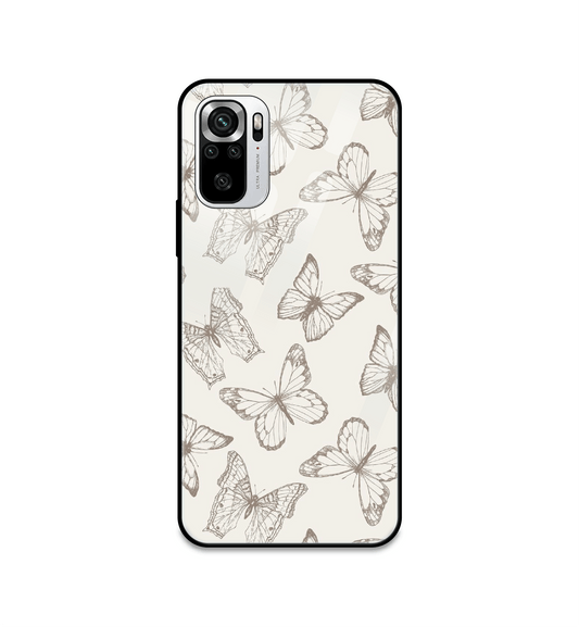White Butterflies - Glass Case For Redmi Models