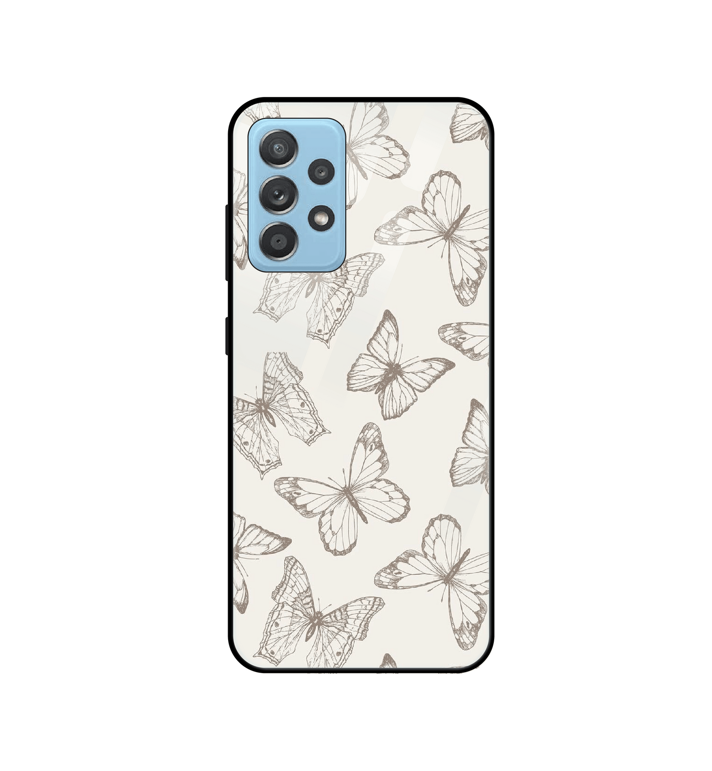 White Butterflies - Glass Case For Samsung Models