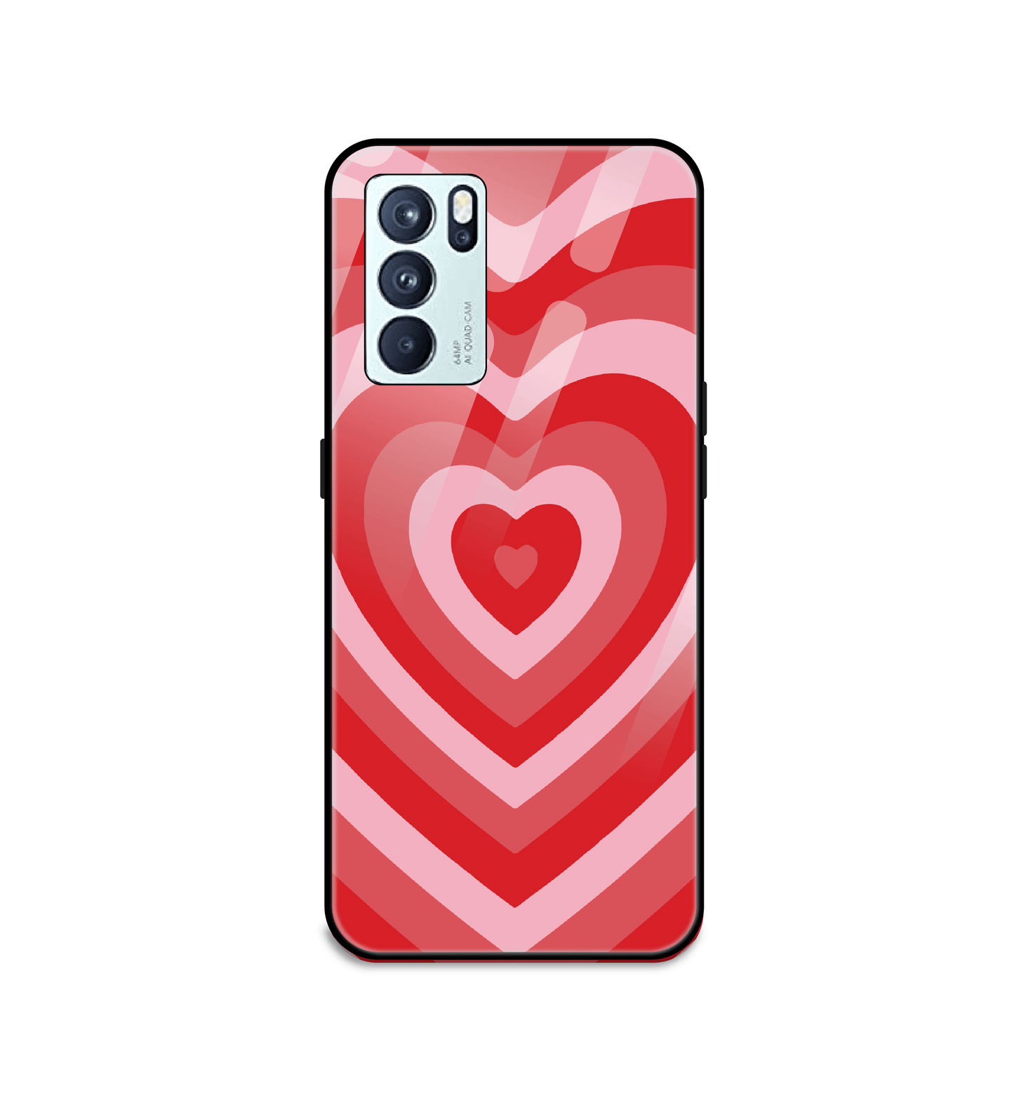 Red Hearts - Glass Case For Oppo Models