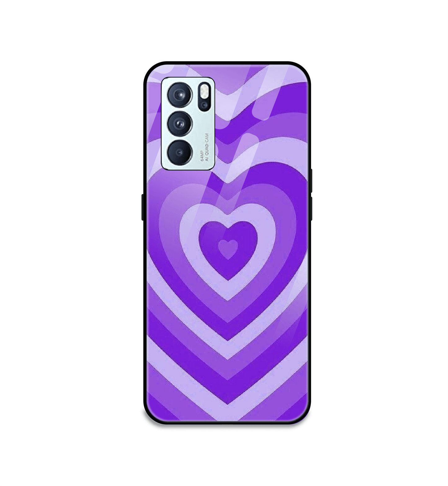 Purple Hearts - Glass Case For Oppo Models