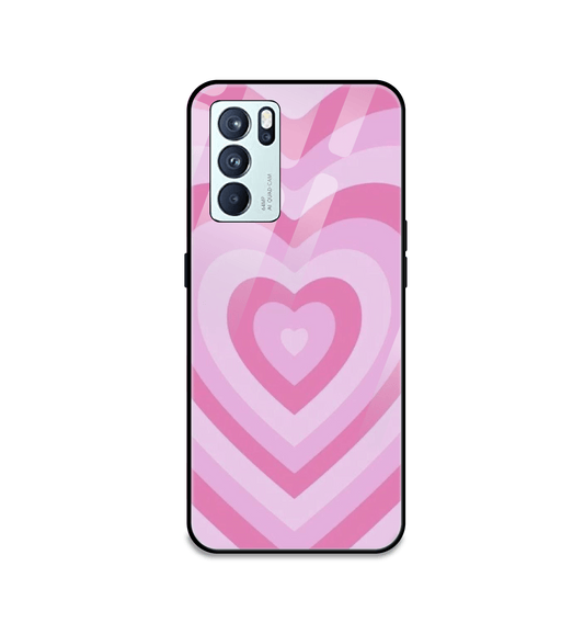 Pink Hearts - Glass Case For Oppo Models