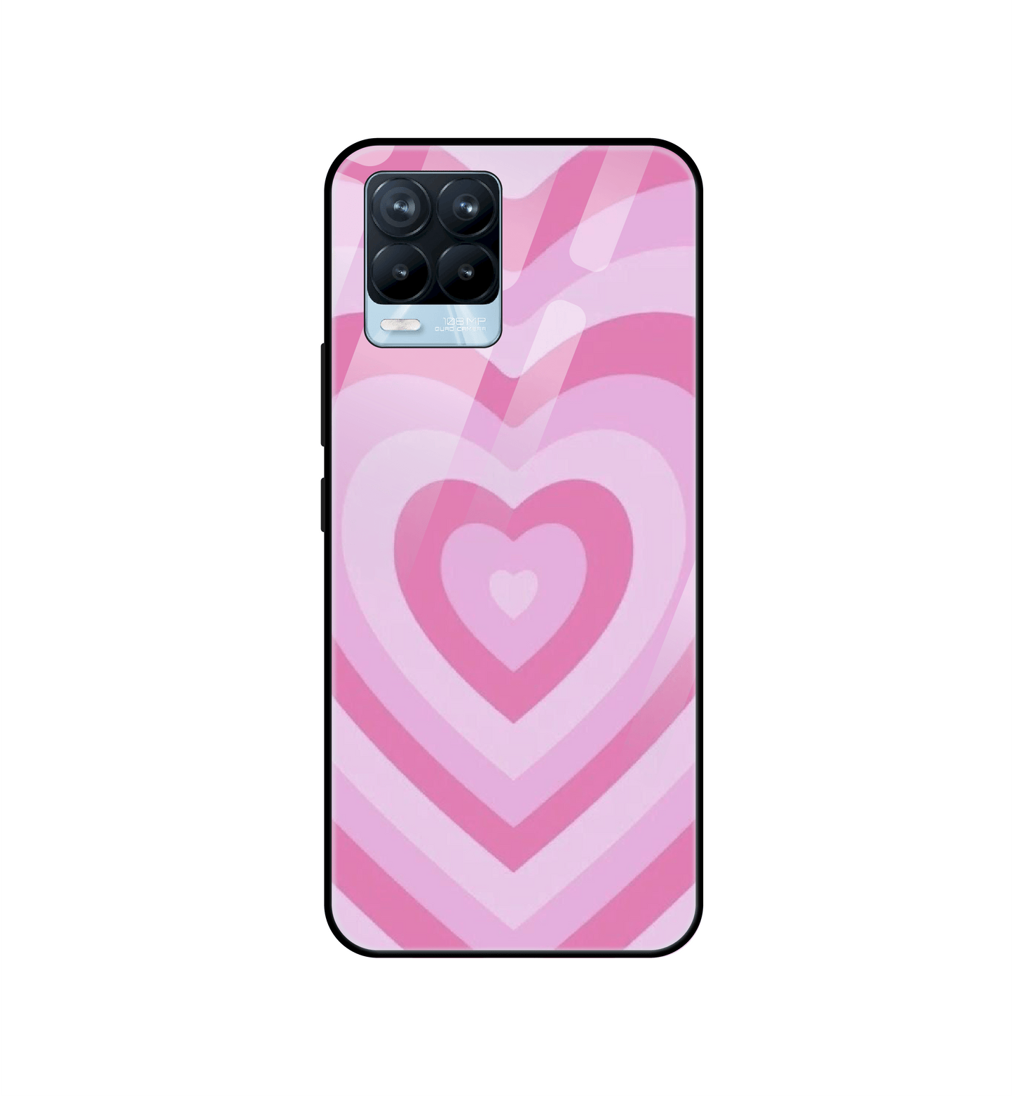 Pink Hearts - Glass Case For Realme Models