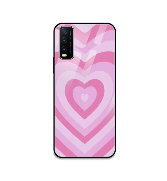 Pink Hearts - Glass Case For Vivo Models