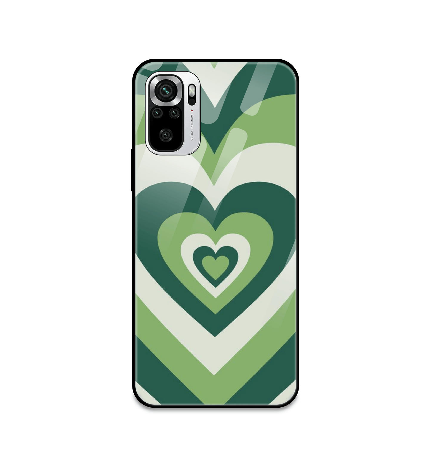 Green Hearts - Glass Case For Redmi Models