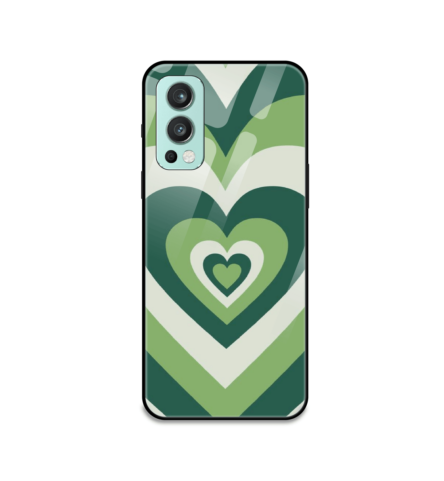 Green Hearts - Glass Case For OnePlus Models