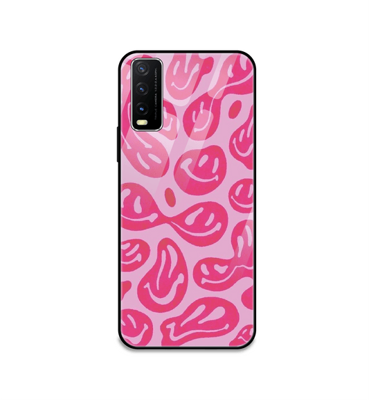Pink Smilies - Glass Case For Vivo Models