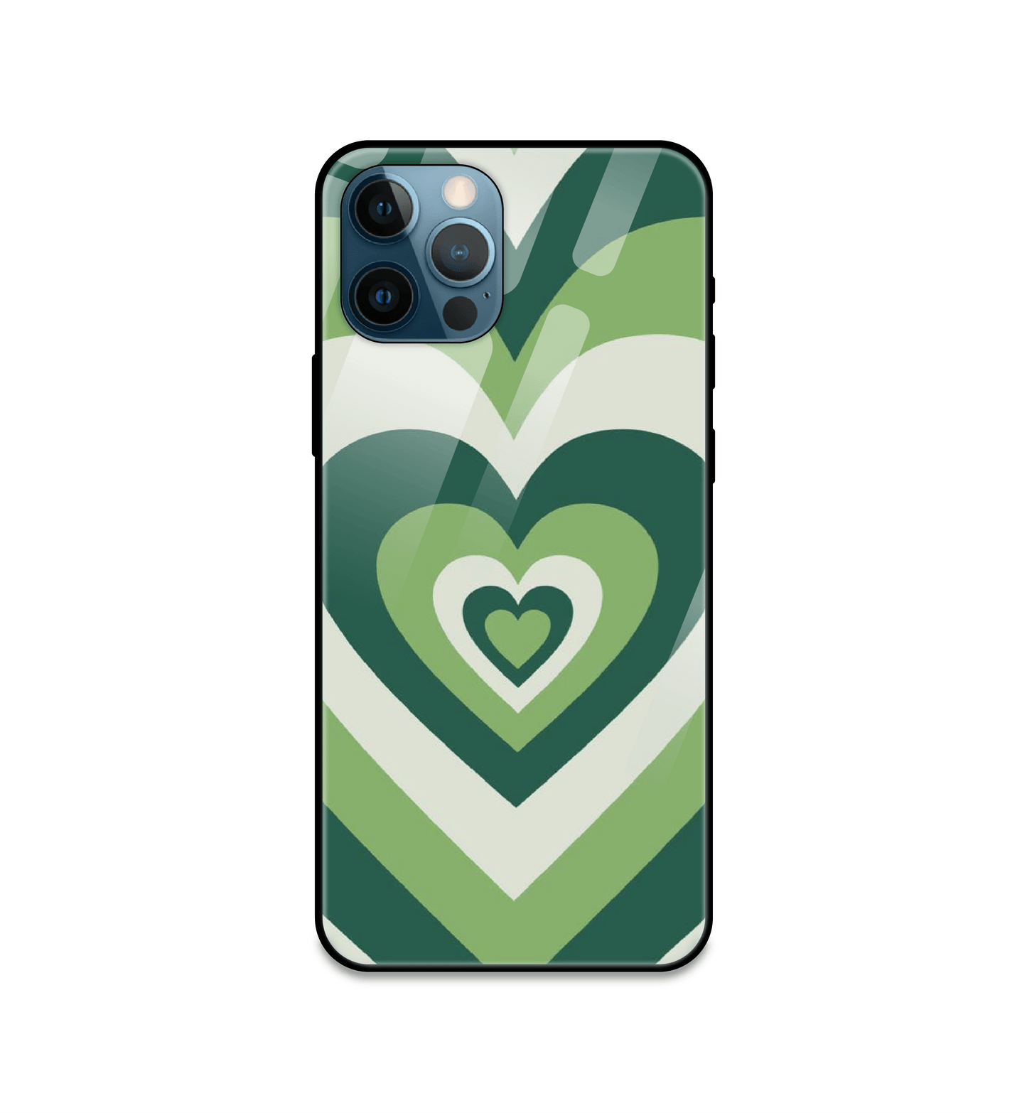 Green Hearts - Glass Cases For iPhone Models