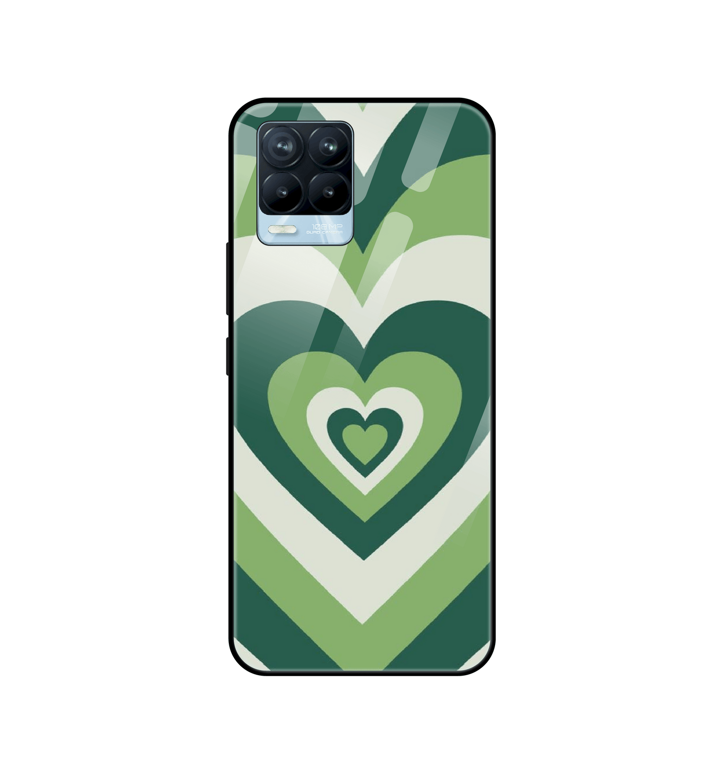 Green Hearts - Glass Case For Realme Models
