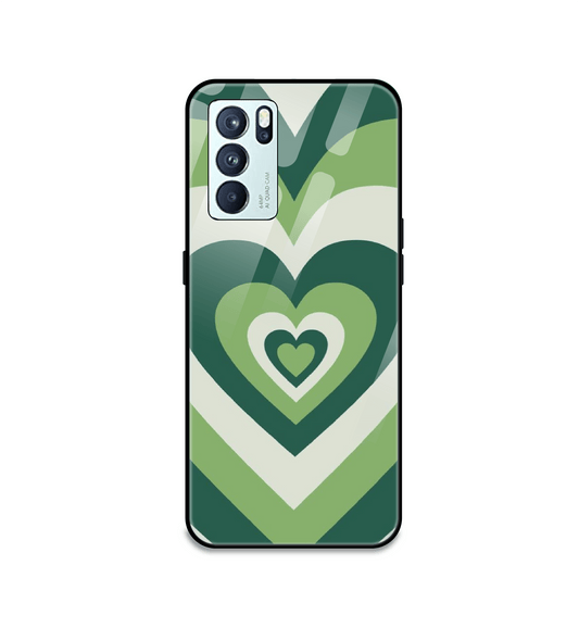 Green Hearts - Glass Case For Oppo Models