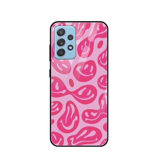 Pink Smilies - Glass Case For Samsung Models