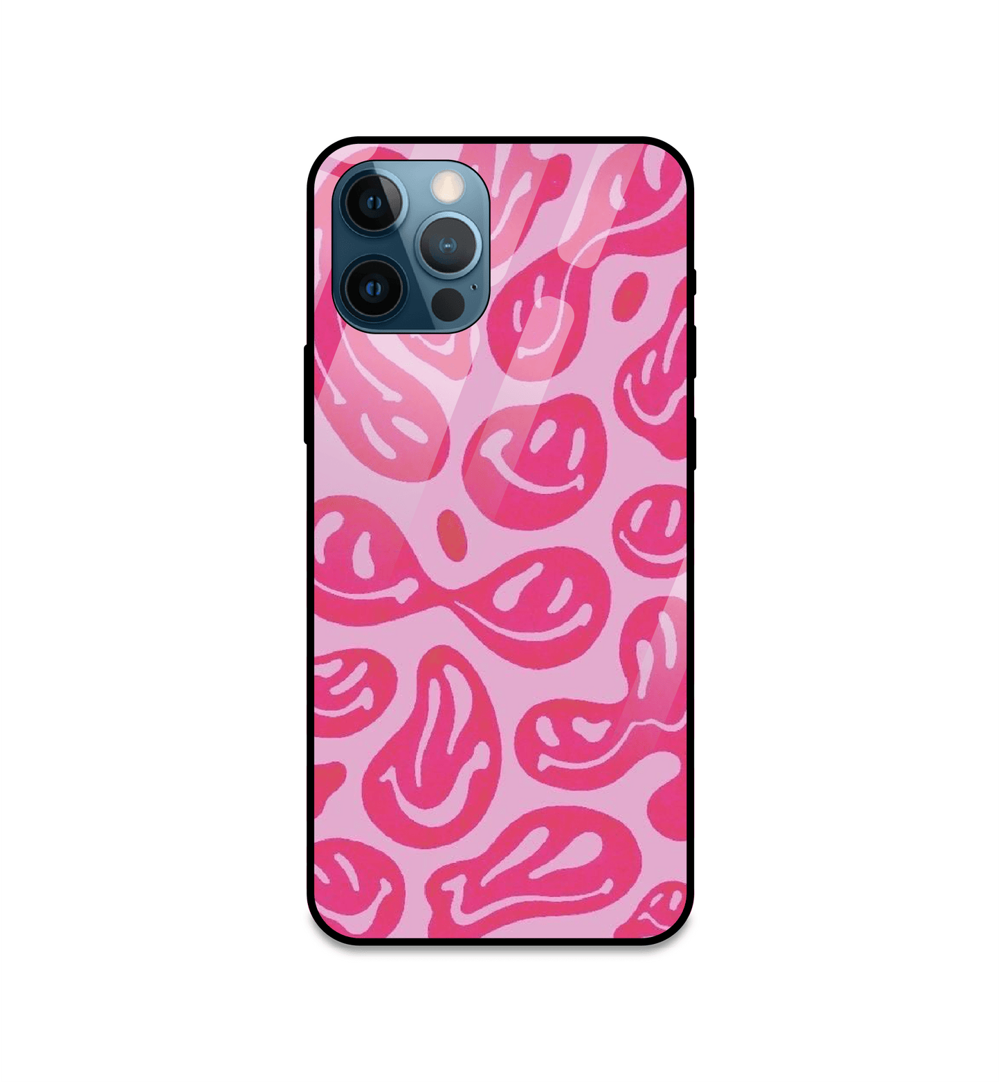 Pink Smilies - Glass Cases For iPhone Models