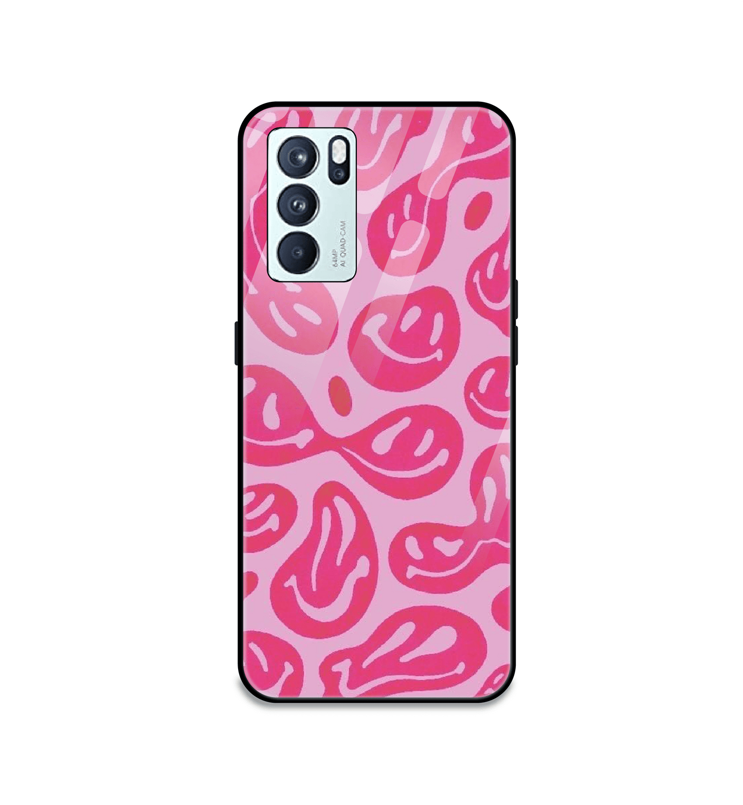 Pink Smilies - Glass Case For Oppo Models