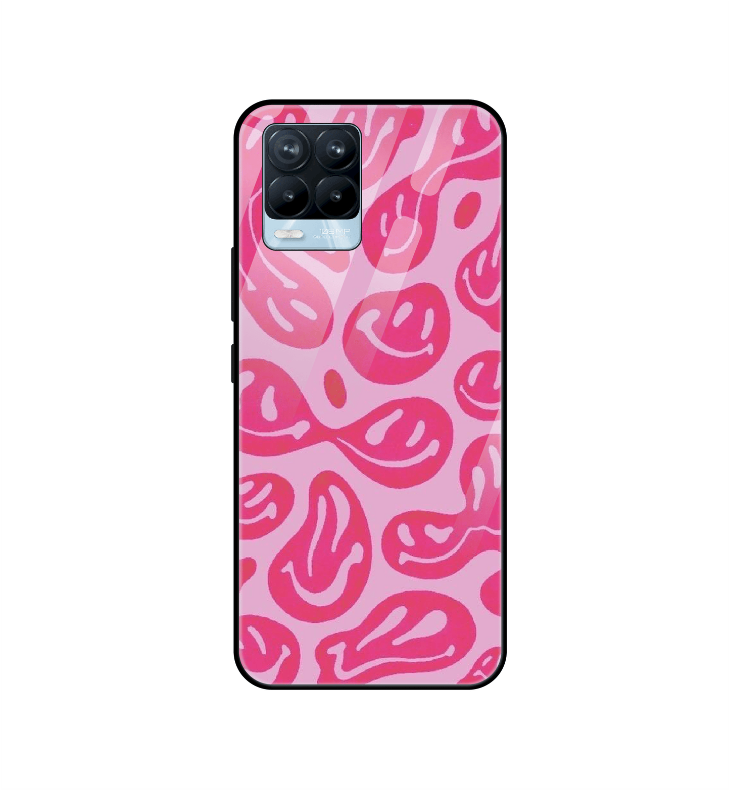 Pink Smilies - Glass Case For Realme Models