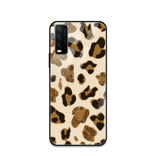Leopard Glitter Print - Glass Case For Vivo Models