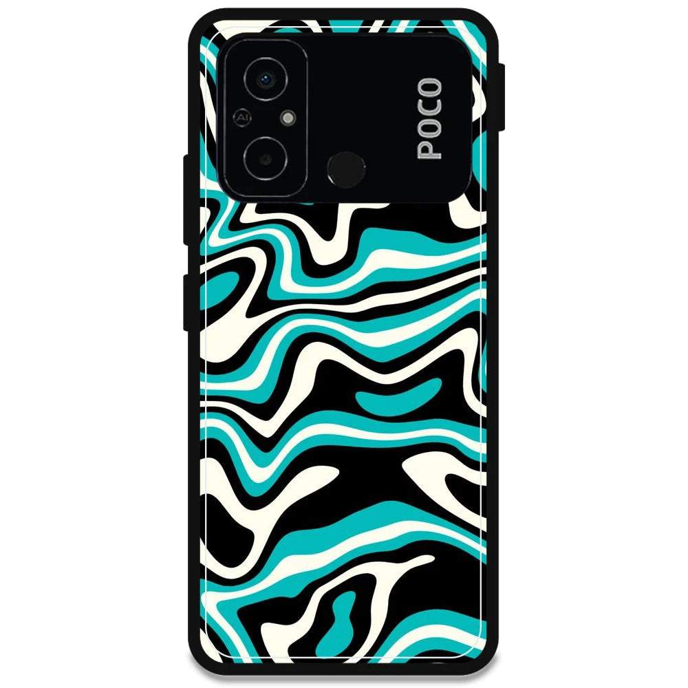 Blue & Black Waves - Armor Case For Poco Models Poco C55