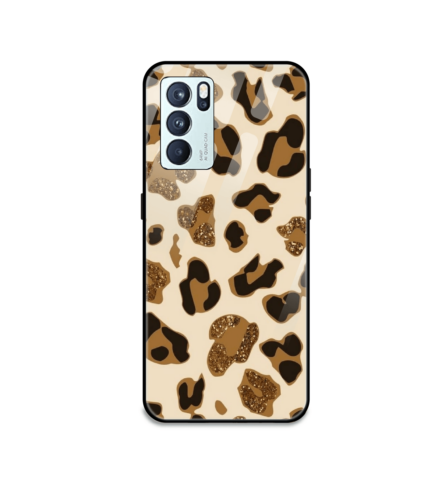 Leopard Glitter Print - Glass Case For Oppo Models
