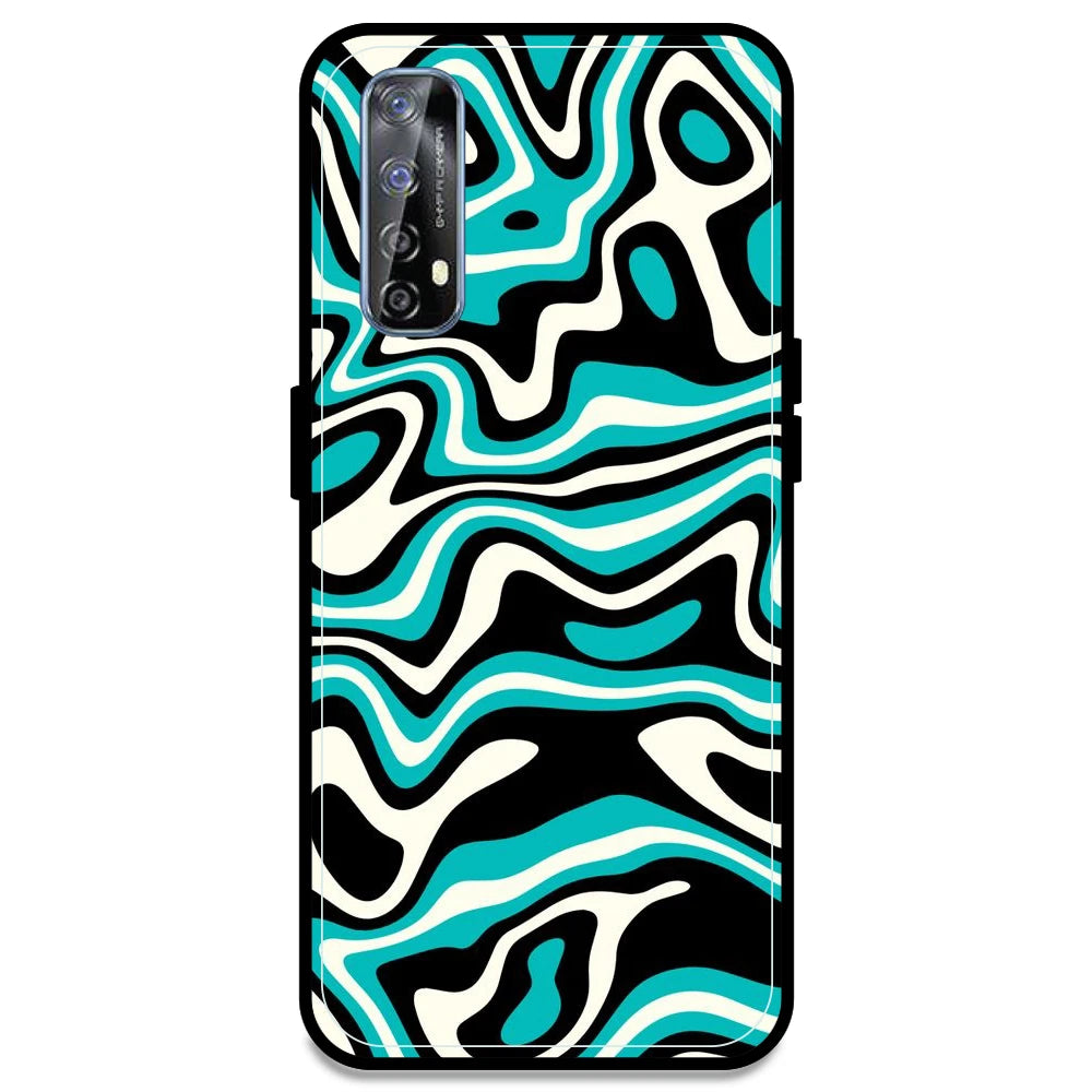 Blue & Black Waves - Armor Case For Realme Models Realme 7