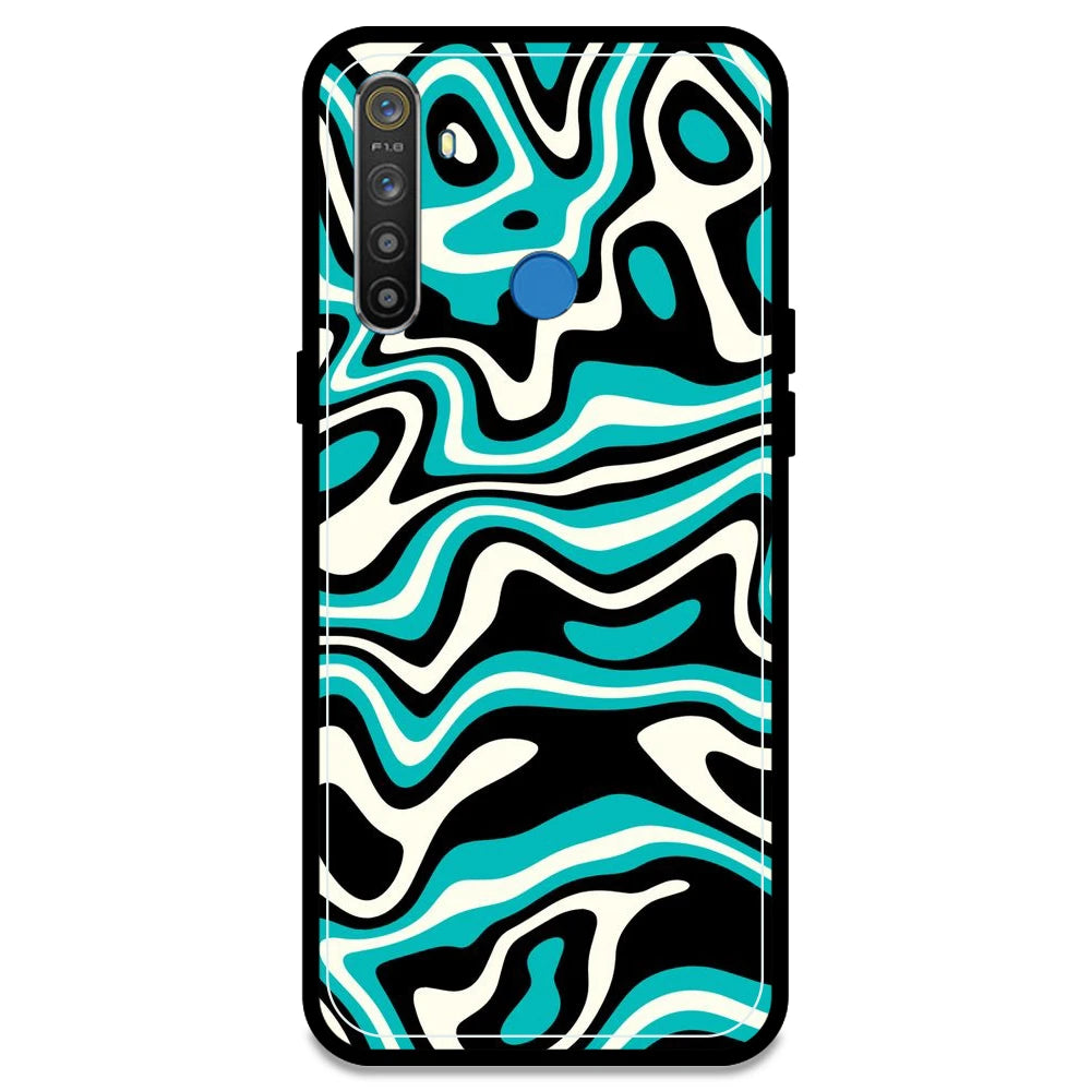 Blue & Black Waves - Armor Case For Realme Models Realme 5