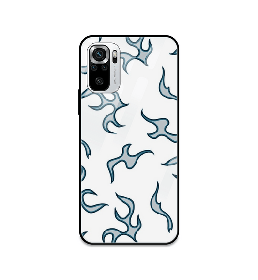 White And Blue Flames - Glass Case For Redmi Models