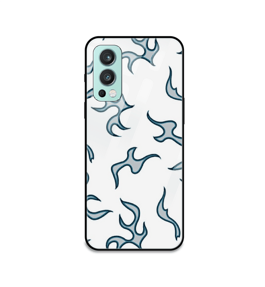 White And Blue Flames - Glass Case For OnePlus Models