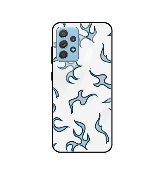 White And Blue Flames - Glass Case For Samsung Models