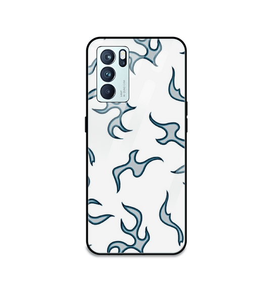 White And Blue Flames - Glass Case For Oppo Models