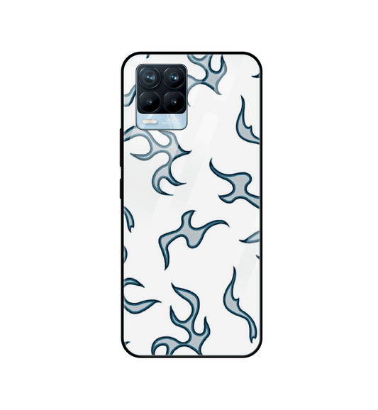 White And Blue Flames - Glass Case For Realme Models