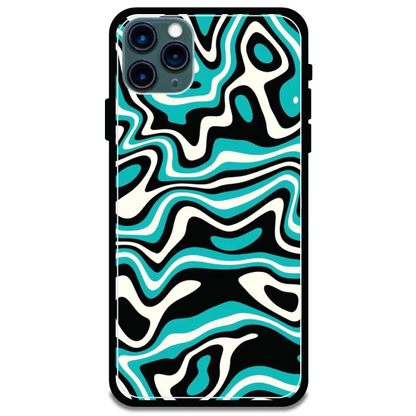 Blue & Black Waves - Armor Case For Apple iPhone Models Iphone 11 Pro Max