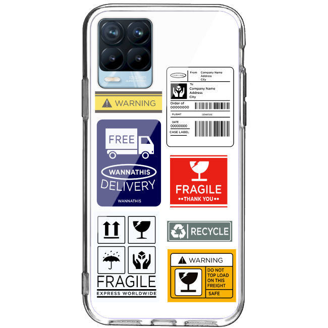 Caution Labels - Clear Printed Case For Realme Models