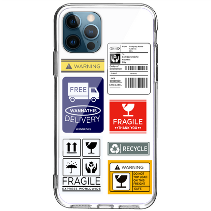 Caution Labels - Clear Printed Case For Apple iPhone Models