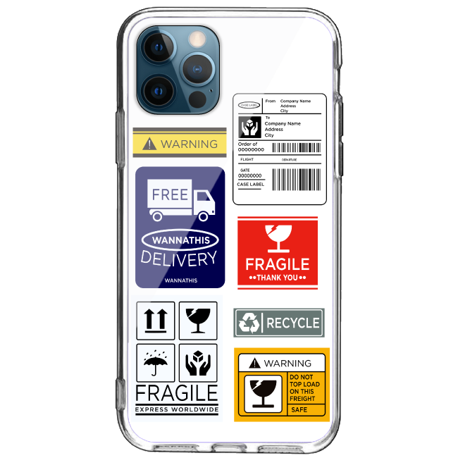 Caution Labels - Clear Printed Silicone Case For Apple iPhone Models