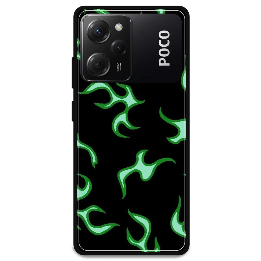 Green Flames - Armor Case For Poco Models Poco X5 Pro 5G