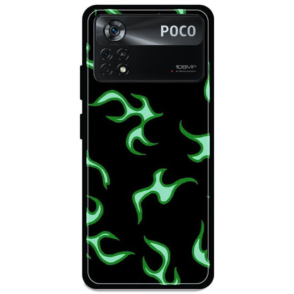 Green Flames - Armor Case For Poco Models Poco X4 Pro 5G