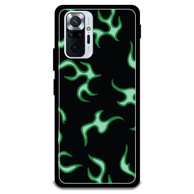 Green Flames  - Armor Case For Redmi Models 10 Pro