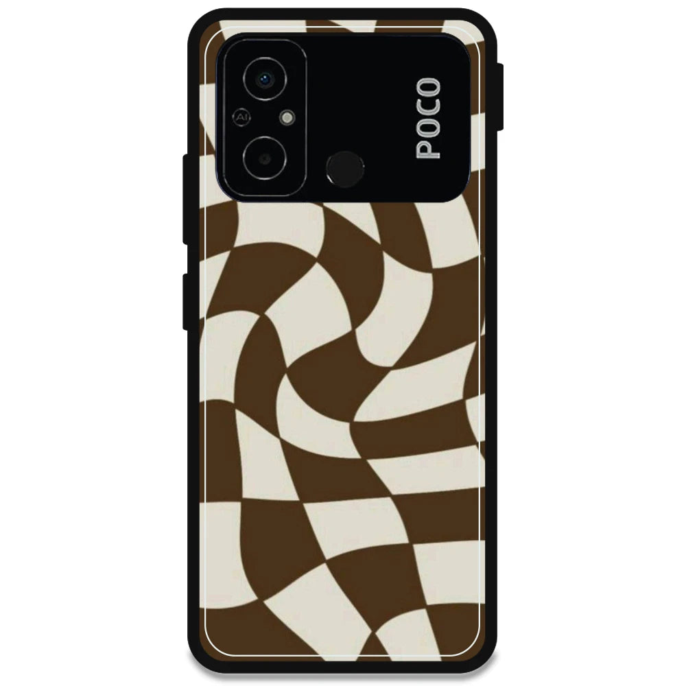 Brown Checks - Armor Case For Poco Models Poco C55