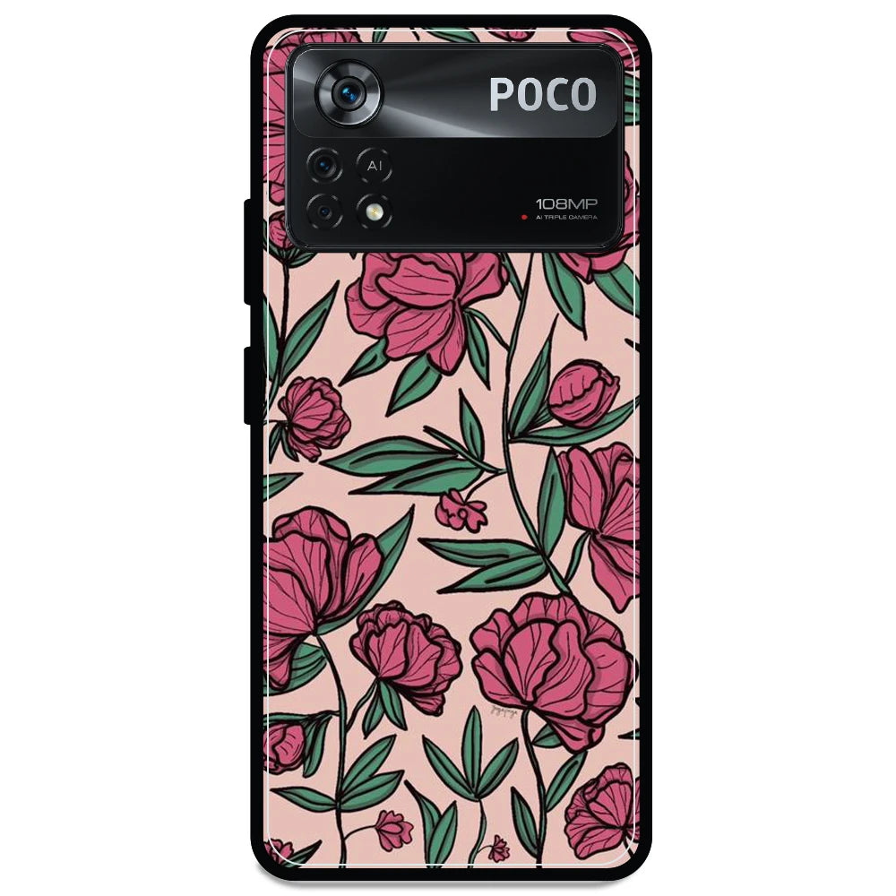 Pink Roses - Armor Case For Poco Models Poco X4 Pro 5G