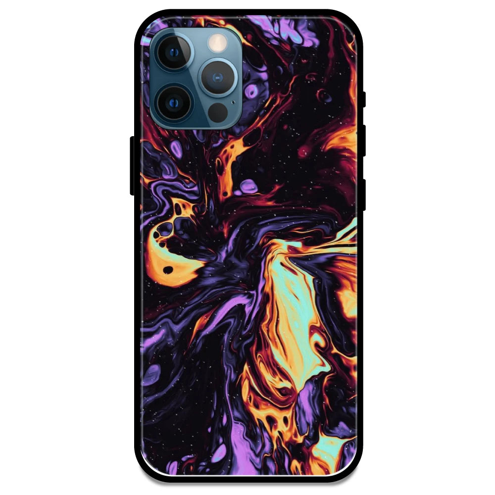 Purple & Orange Swirl - Armor Case For Apple iPhone Models 13 Pro 