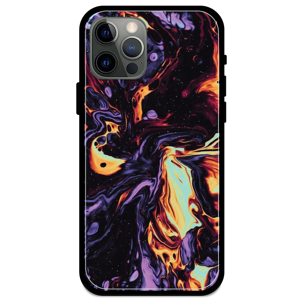 Purple & Orange Swirl - Armor Case For Apple iPhone Models 12 Pro