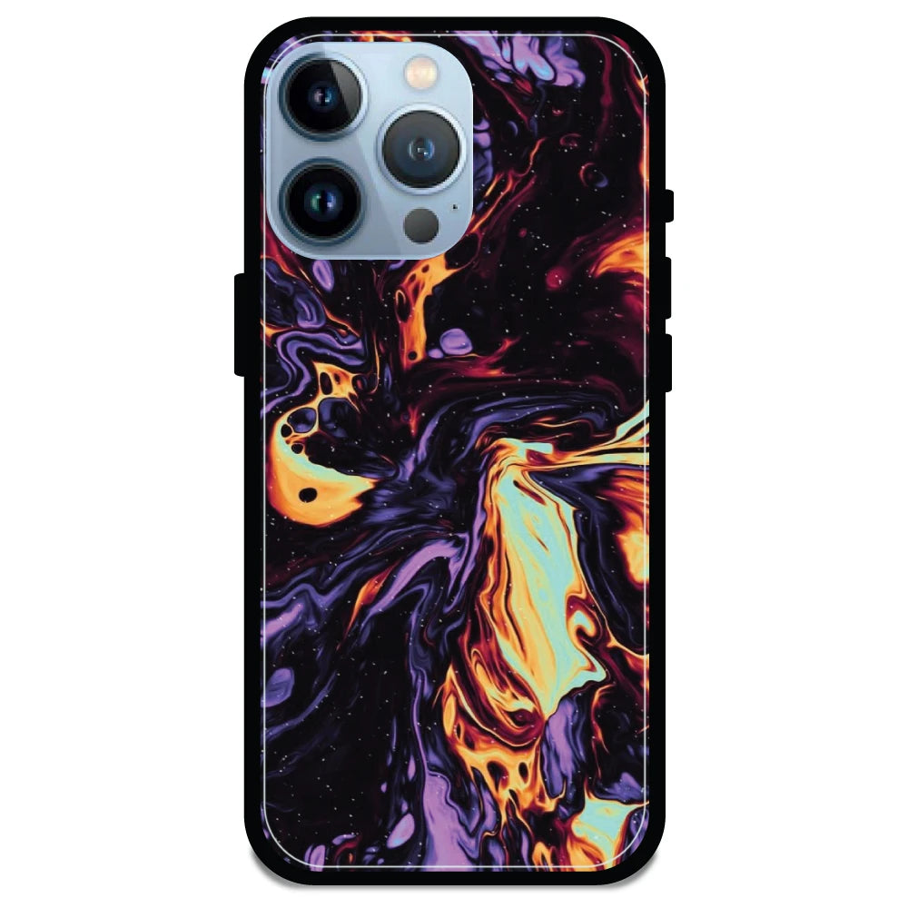 Purple & Orange Swirl - Armor Case For Apple iPhone Models 13 Pro Max