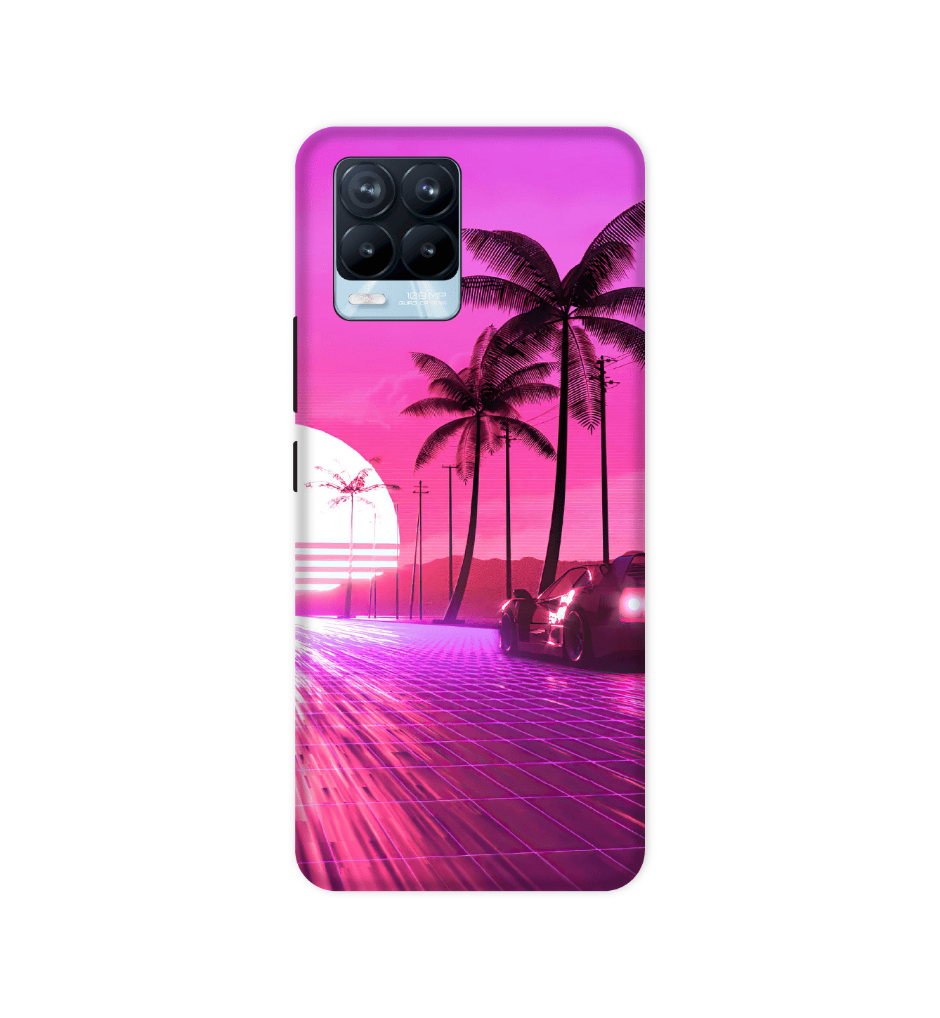 Retro Beach Synthwave - Hard Cases For Realme Models