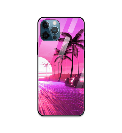 Retro Beach Synthwave - Glass Cases For iPhone Models