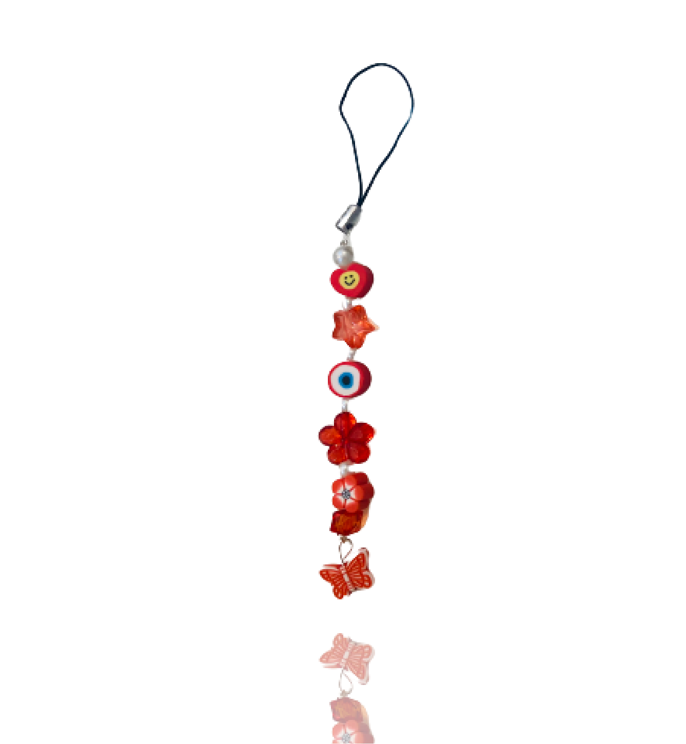 Red Floral  - Mini Phone Charm