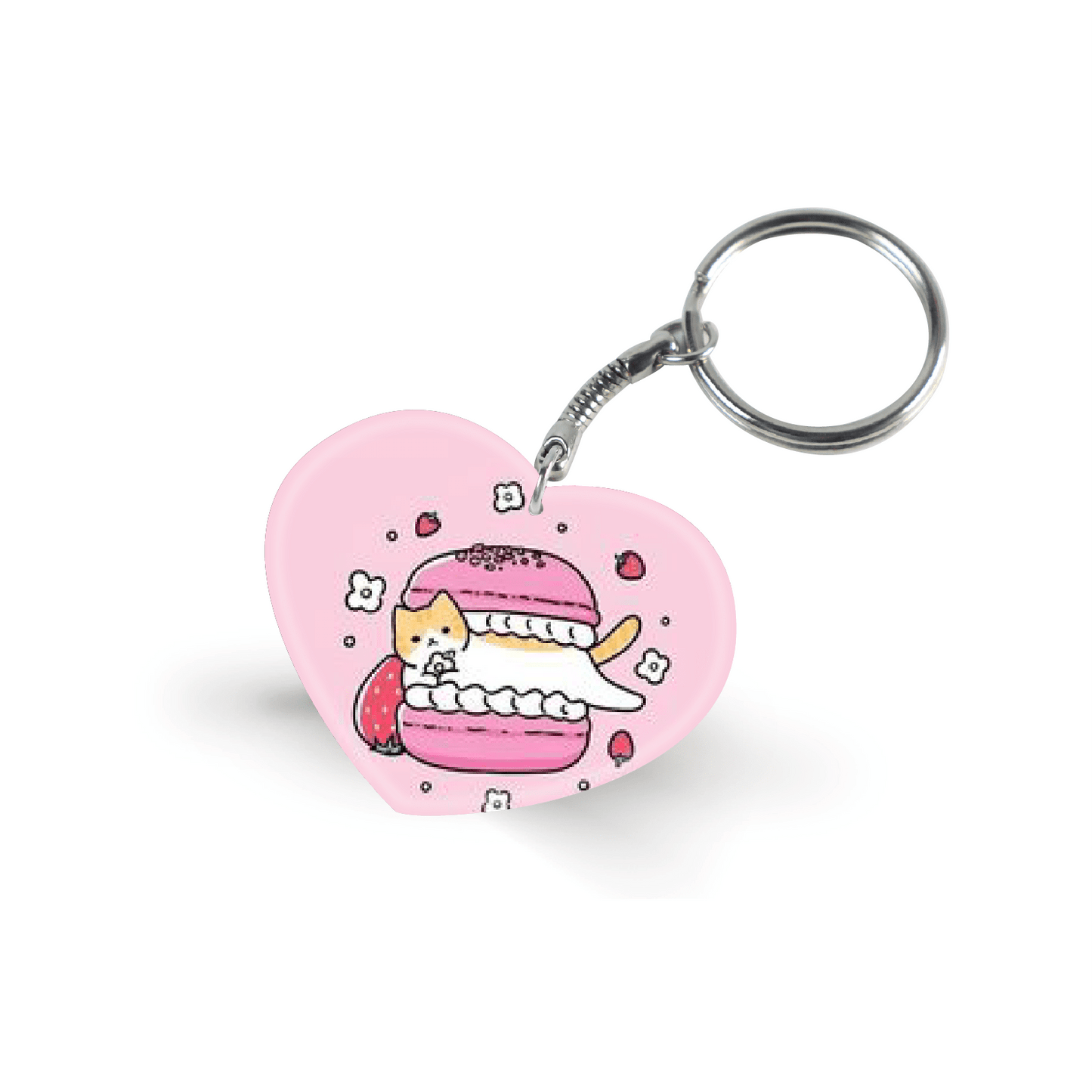 Cute Cat With Macroon- Keychain