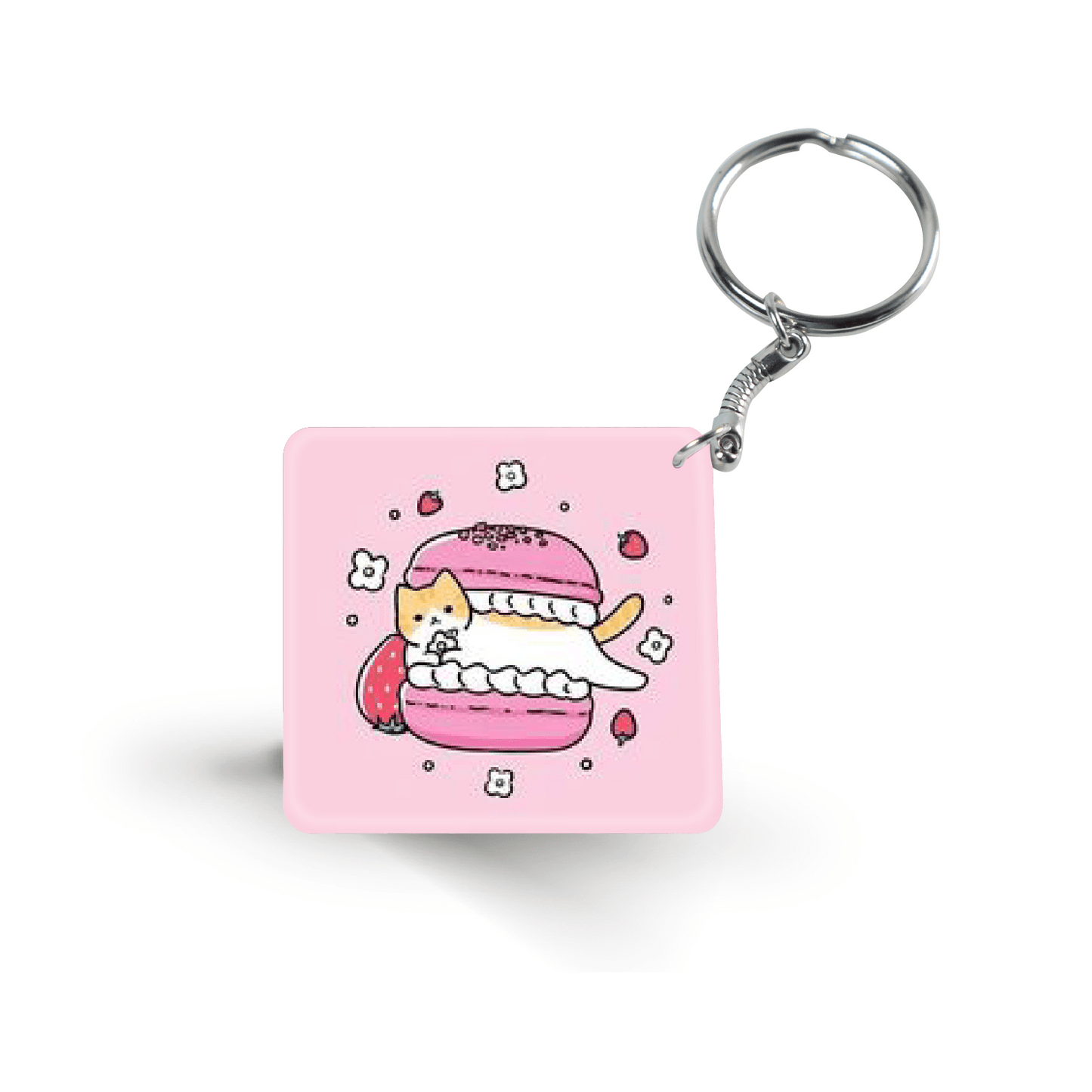 Cute Cat With Macroon- Keychain