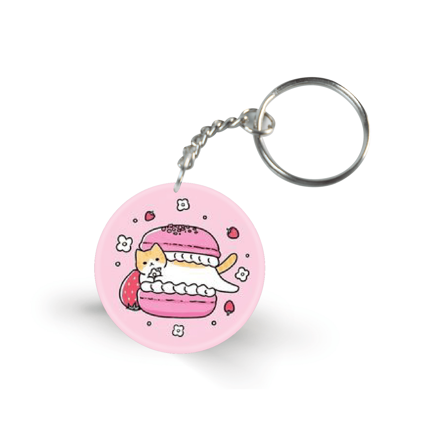 Cute Cat With Macroon- Keychain