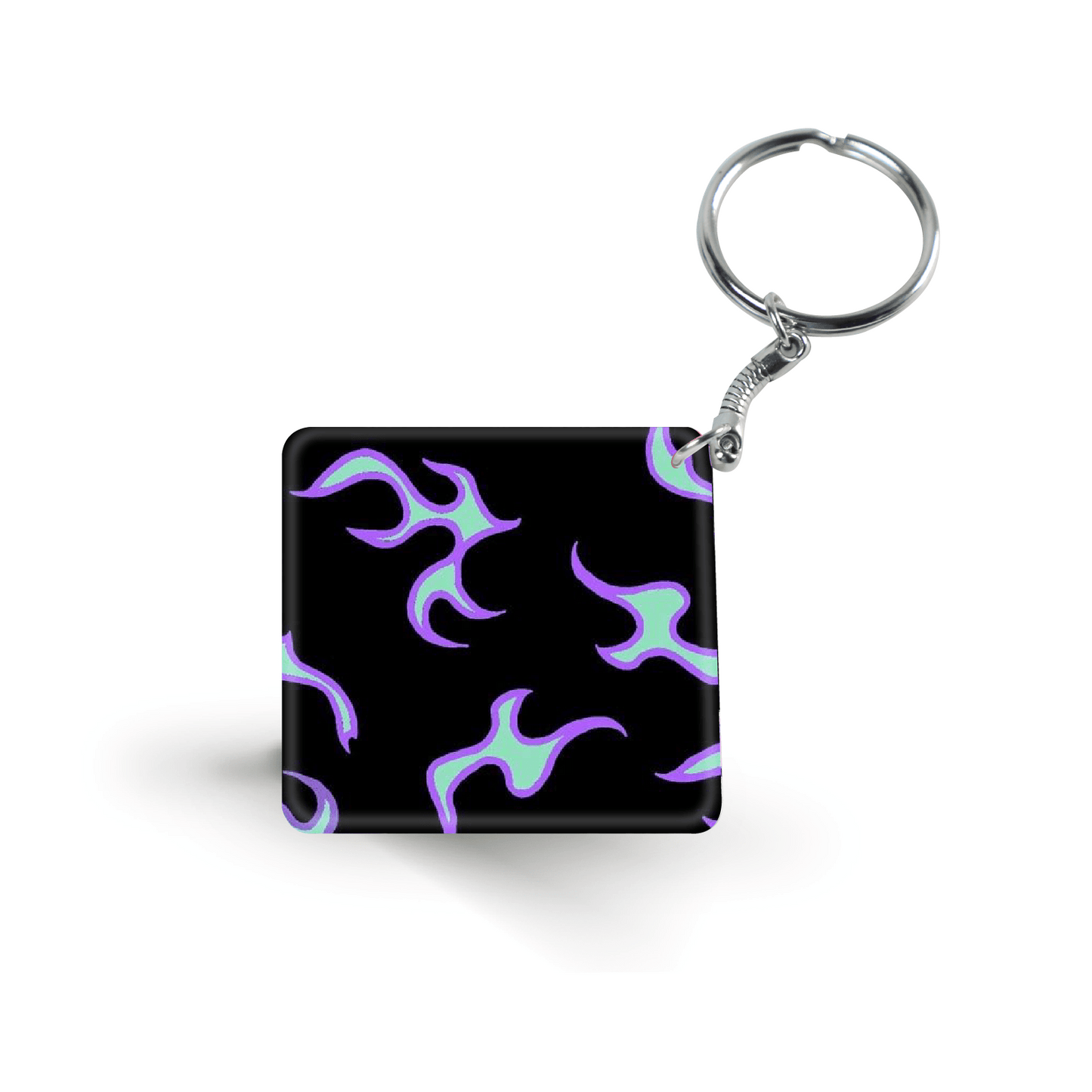 Purple Neon Flames- Keychain
