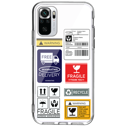 Caution Labels - Clear Printed Case For Redmi Models