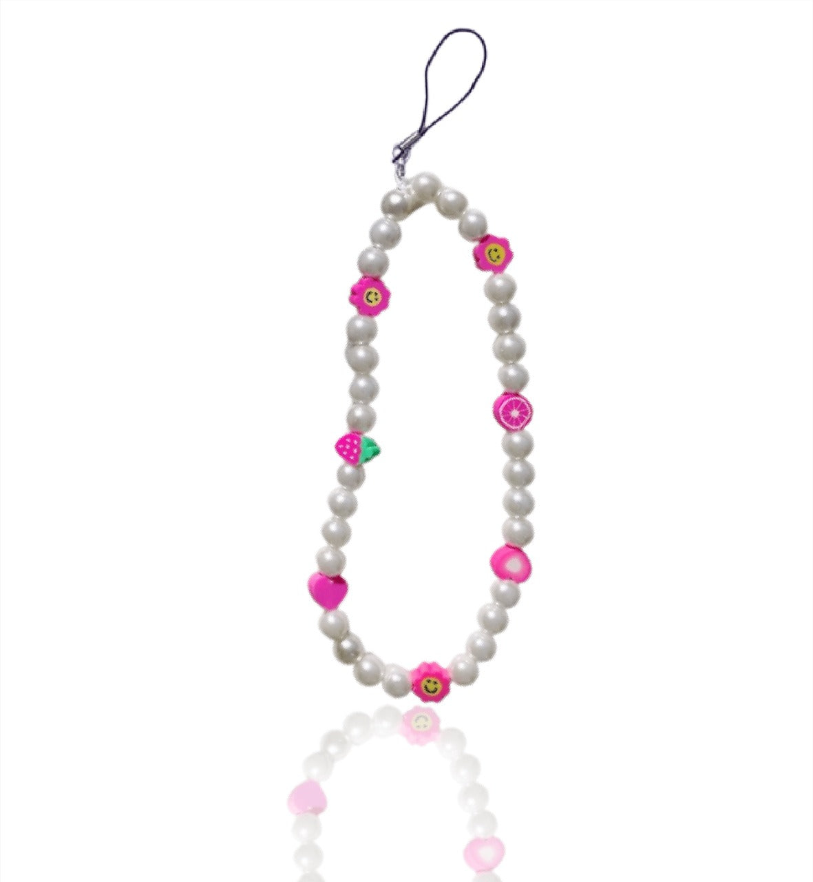 phone charm pink with fruits 