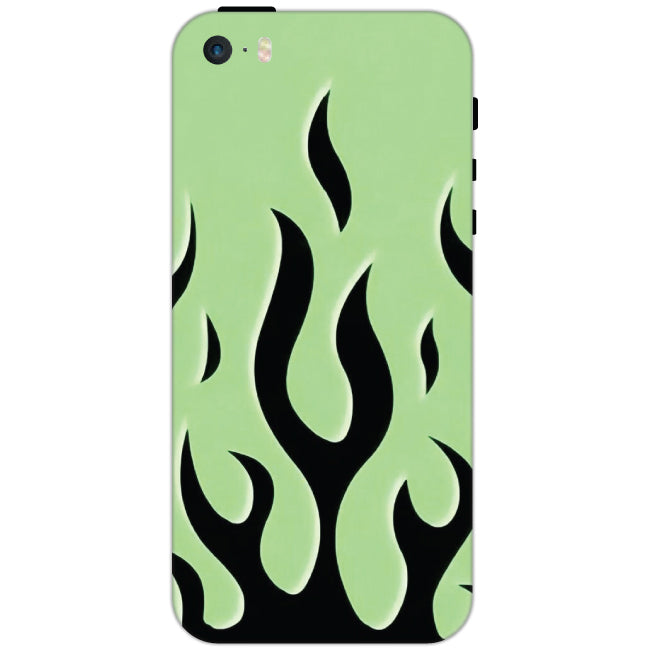 Green & Black Flames - Hard Cases For Apple iPhone Models